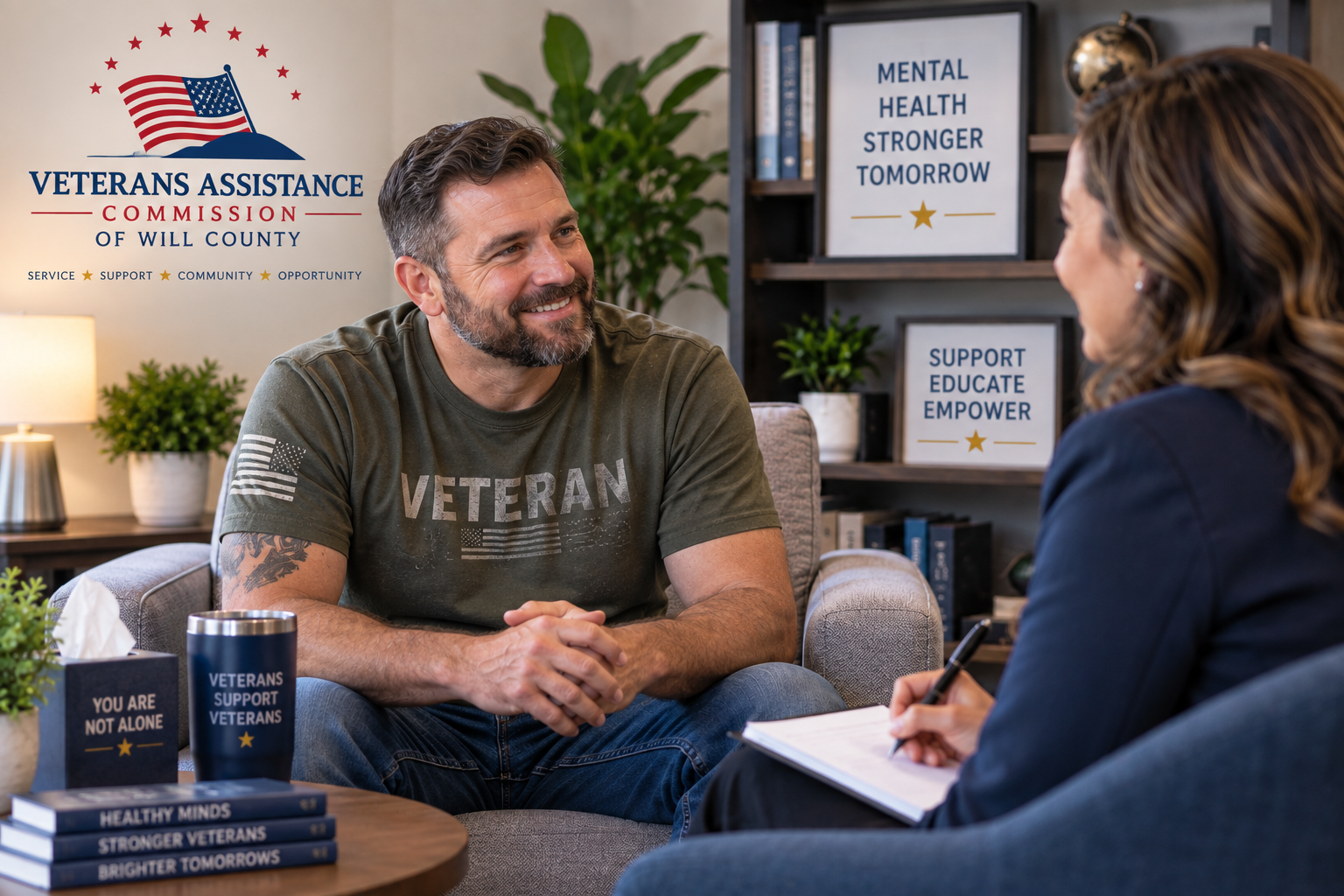 Veteran in counseling support office